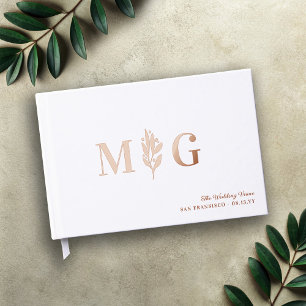 Livre D'or Élégant Berry Twig 2 Mariage de monogramme initial