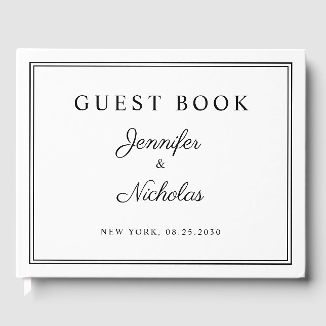 Livre D'or Elegant Black And White Script Wedding (Recto)