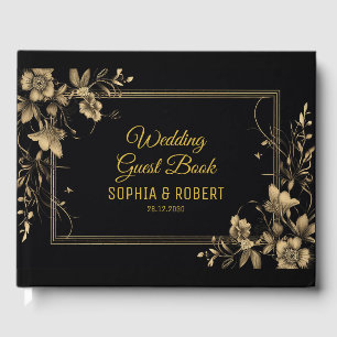 Livre D'or Elégant Black Gold Luxury Script Mariage moderne