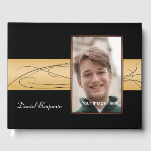 Livre D'or Elégant Black Gold Photo Bar Mitzvah