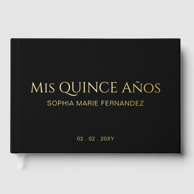 Livre D'or Elégant Black Gold Quinceañera (Recto)