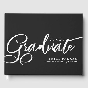 Livre D'or Élégant Black White Graduation Party Photo