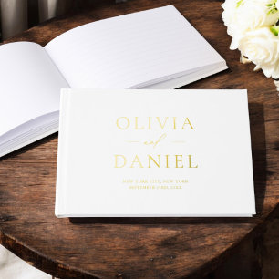 Livre D'or Élégant blanc or moderne minimaliste