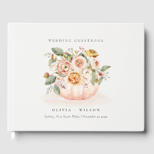 Livre D'or Élégant blanc rose rose Citrouille Mariage floral