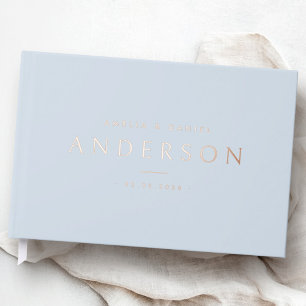 Livre D'or Élégant bleu clair poussiéreux nom mariage date ré