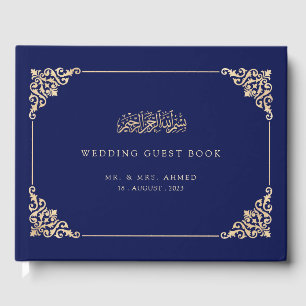 Livre D'or Elégant bleu marine Mariage musulman musulman isla
