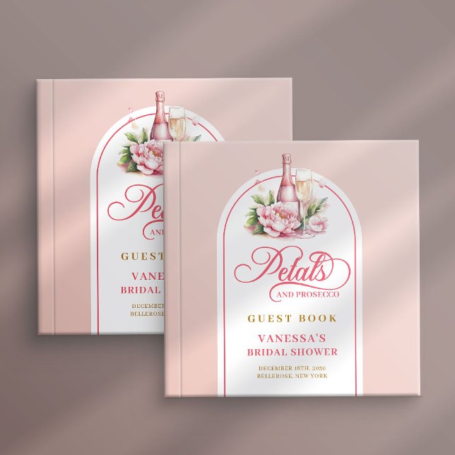 Livre D'or Elegant blush and gold petals prosecco sign book (Elegant blush and gold petals prosecco sign book)