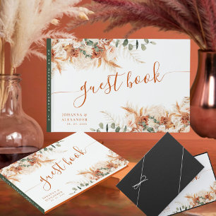 Livre D'or Élégant Boho Clair Terracotta Script Mariage
