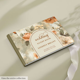 Livre D'or Élégant Boho Terracotta Ivoire Sage Floral Mariage