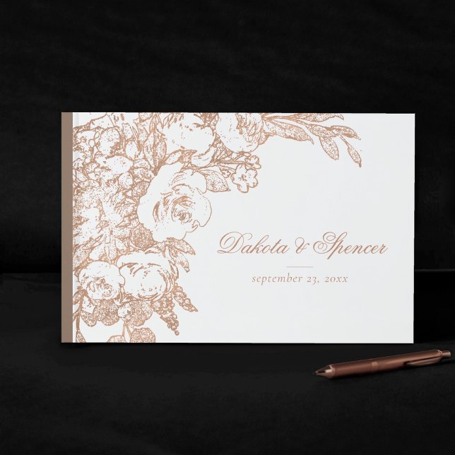 Livre D'or Élégant botanique | Floral or Rose cuivre (Créateur téléchargé)