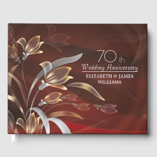 Livre D'or Élégant Caoba Floral 70e anniversaire de Mariage