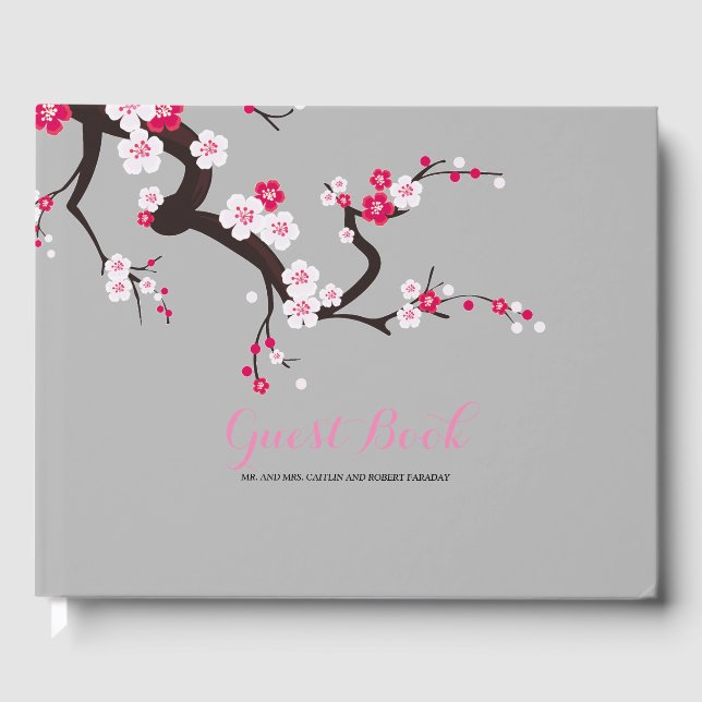 Livre D'or Élégant Cherry Blossom Mariage à fleurs rose (Recto)
