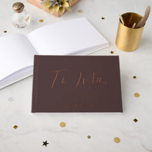 Livre D'or Élégant Chic Woody Brown & Rose Gold Mariage Foil
