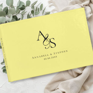 Livre D'or Élégant, Classique, Monogramme, Jaune, Mariage