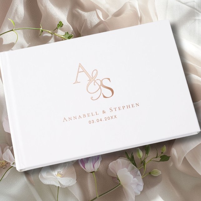 Livre D'or Élégant, Classique, Monogramme, Mariage (Elegant, Classic, Monogram, Foil Wedding Foil Guest Book)