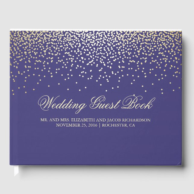 Livre D'or Elégant Confetti Gold Mariage de marine (Recto)