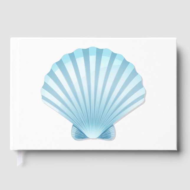 Livre D'or Elégant Coquillage bleu Plage nautique Mariage (Recto)