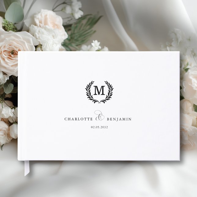 Livre D'or Elegant Crest Monogram Wedding White (Elegant Crest Monogram Wedding White Guest Book)