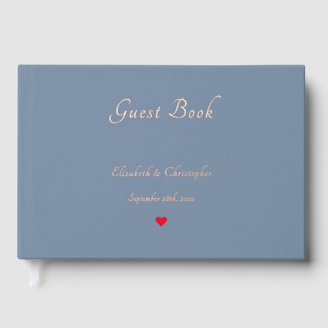 Livre D'or Élégant Dusty Blue Rose Gold Mariages Anniversaire (Recto)