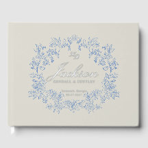 Elegant Dusty Blue Toile Floral Victorian Wedding