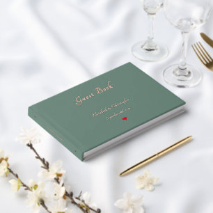 Livre D'or Élégant Dusty Green Rose Gold Mariages Anniversair
