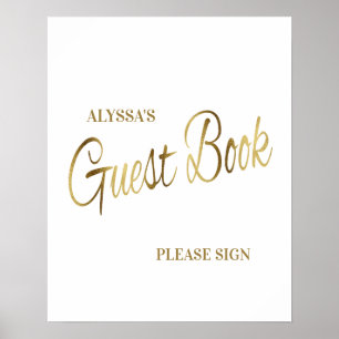 Livre d'or élégant en or blanc pour Baby Shower