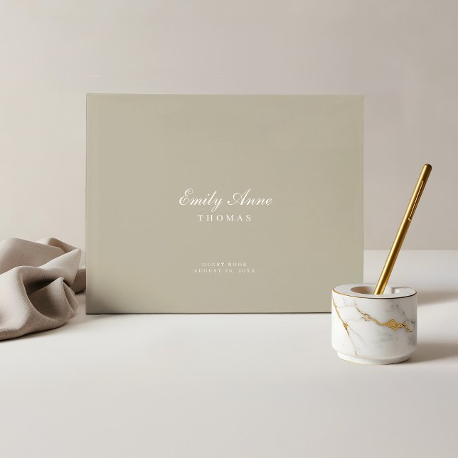 Livre D'or Élégant et sophistiqué Baby shower de bronzage cla (Elegant & Sophisticated Light Tan Baby Shower Guest Book)