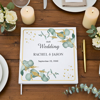 Livre D'or Elegant Eucalyptus Gold Glitter Greenery Wedding