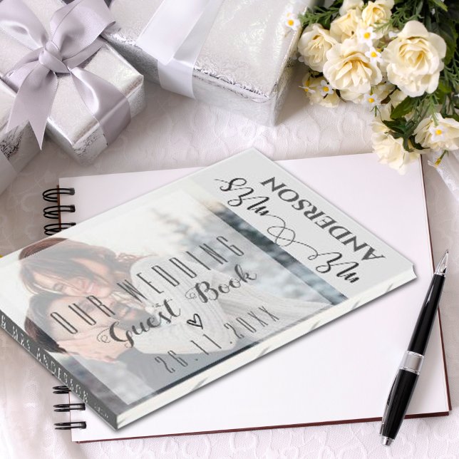 Livre D'or Elégant Faux Vellum Photo Mariage Keepsaké (Créateur téléchargé)