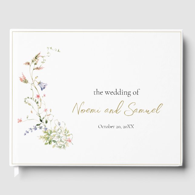 Livre D'or Elégant Fleur sauvage Aquarelle Delicate Mariage (Recto)