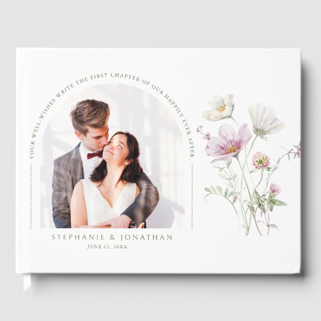 Livre D'or Élégant Fleur sauvage Pastel Soft Mariage botaniqu (Recto)