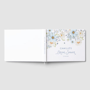 Livre D'or Élégant floral bleu mariage enterrement de vie de