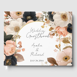 Livre D'or Elegant Floral Personalized Wedding Guestbook