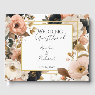 Livre D'or Elegant Floral Personalized Wedding Guestbook