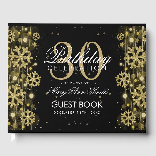 Livre D'or Elégant Gold Black 30e anniversaire Parties scinti (Recto)