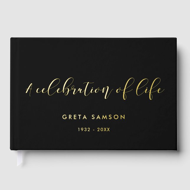 Livre D'or Elégant Gold Foil Une célébration funéraire de la  (Recto)