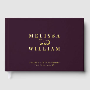 Livre D'or Elégant Gold Foil Vin Moderne Bourgogne Mariage