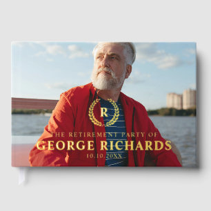 Livre D'or Elegant Gold Laurel Wreath Photo Retraite Party