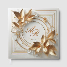 Elegant Gold Monogram Wedding Guest Book