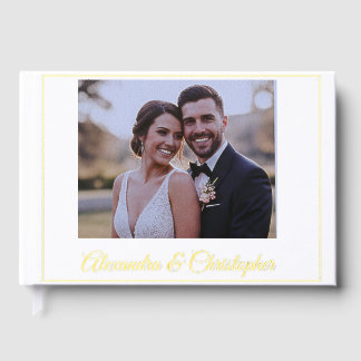 Livre D'or Elegant Gold Script Photo Wedding Guestbook