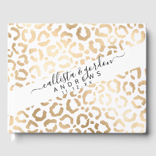 Livre D'or Elegant Gold White Leopard Cheetah Animal Print
