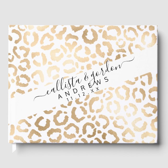 Livre D'or Elegant Gold White Leopard Cheetah Animal Print (Recto)