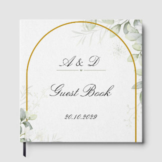 Livre D'or Elegant Greenery & Gold Arch Wedding Guest Book