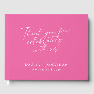 Livre D'or Élégant Hot rose tendance Script Merci personnalis