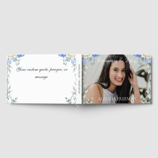 Livre D'or Elegant Hydrangea Photo Funeral Sign In Book