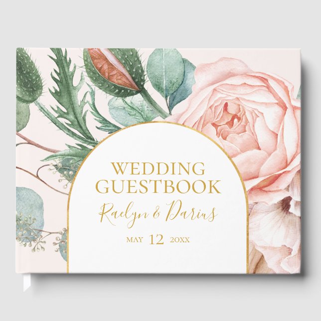 Livre D'or Elégant Jardin Floral Blush | Mariage Pastel (Recto)
