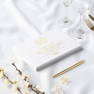 Livre D'or Elegant Laurel Wreath Monogramme Mariage de typogr