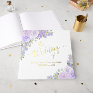 Livre D'or Élégant Lavande Purple Boho Floral Mariage