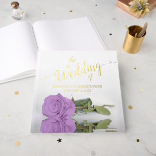 Livre D'or Élégant Lilac violet Rose grand Mariage huile