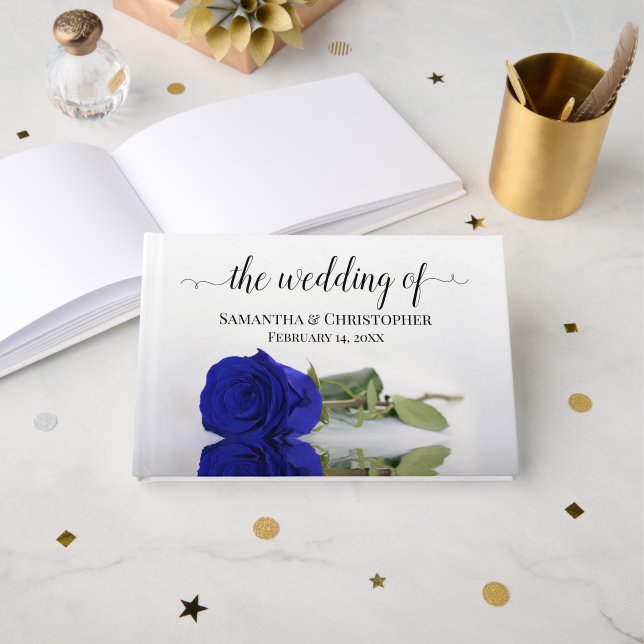 Livre D'or Élégant long Stemmed Royal Rose Mariage (Recto ouvert)